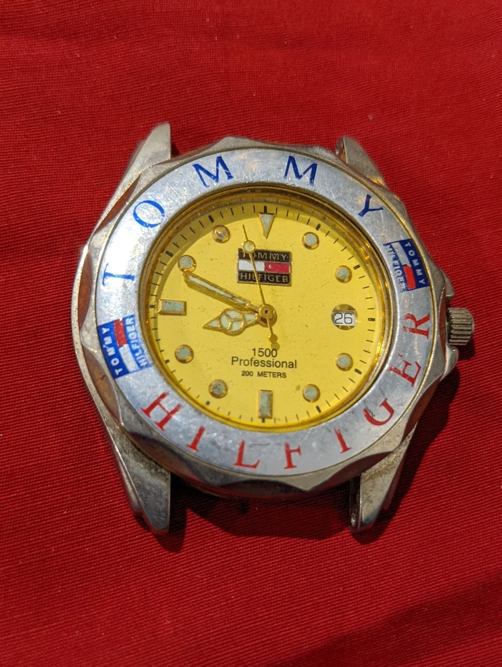 Tommy Hilfiger Men's Yellow Dial Stainless Steel Dive Watch